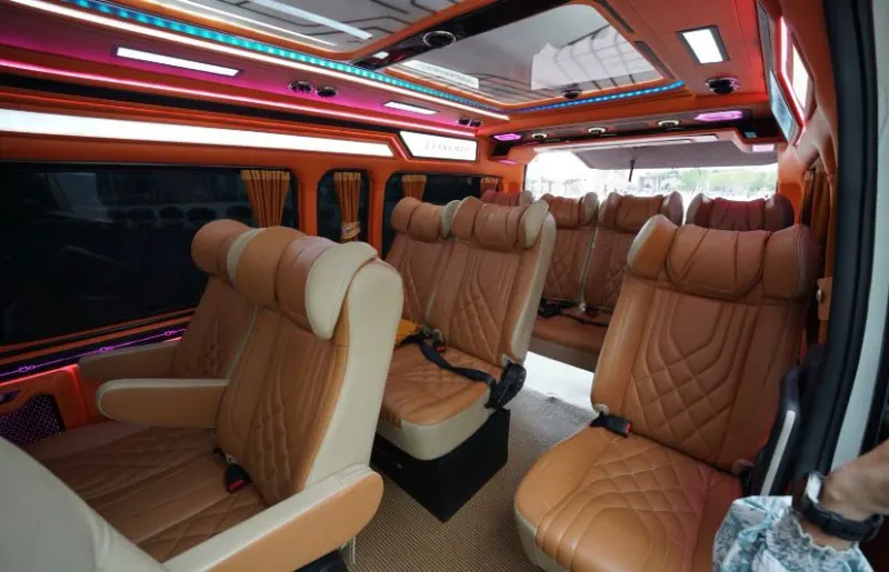 Luxury van interior with ambient lighting
